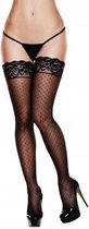 Top Dot kanten kousen - Zwart - Maat: One Size