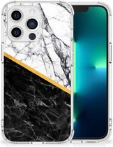 Back Cover Geschikt voor iPhone 13 Pro Smartphone hoesje met doorzichtige rand Marble White Black