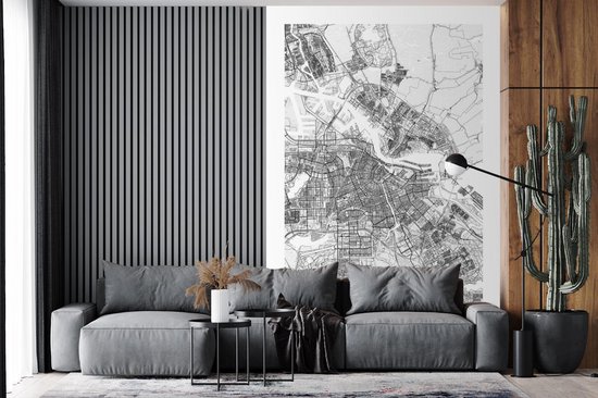Behang - Fotobehang Stadskaart Amsterdam - Breedte 170 cm x hoogte 260 cm - Plattegrond