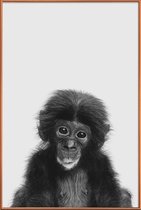 JUNIQE - Poster met kunststof lijst Bonobo Classic -30x45 /Wit & Zwart