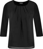 TAIFUN Dames Shirt met 3/4-mouwen en chiffon Schwarz-36