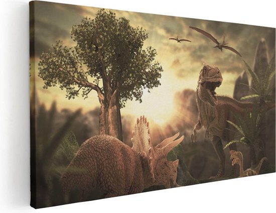 Artaza Peinture sur toile Dinosaures dans la nature – Dinos – 80 x 40 – Photo sur toile – Impression sur toile