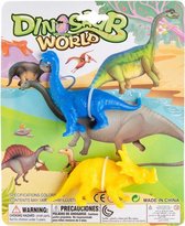 speelset dinosaurus jongens 10 cm blauw/geel 2-delig