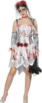 Wilbers & Wilbers - Zombie Kostuum - Bloedmooie Zombie Bruid - Vrouw - Grijs - Maat 46 - Halloween - Verkleedkleding