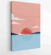 Canvas schilderij - Mountain and landscape wall arts collection. Abstract art with land, desert, home, way, sun, sky. 2 -    – 1870292335 - 40-30 Vertical