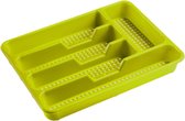 Bestekbak/bestekhouders 5-vaks lime groen - 34 x 25 x 4 cm - Keuken opberg accessoires