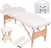 Everest Massagetafel- en krukset inklapbaar 2 zones 10 cm dik wit