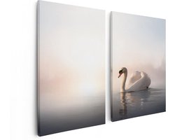 Artaza Canvas Schilderij Tweeluik Zwaan in het Water tijdens de Mist – 80×60 – Foto Op Canvas – Canvas Print Artaza Canvas Schilderij Tweeluik Zwaan in het Water tijdens de Mist – 80×60 – Foto Op Canvas – Canvas Print