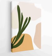 Canvas schilderij - Earth tone boho foliage line art drawing with abstract shape. Abstract Plant Art design for print, cover, wallpaper, Minimal and natural wall art. 4 -    – 1839