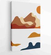 Canvas schilderij - Earth tones landscapes backgrounds set with moon and sun. Abstract Plant Art design for print, cover, wallpaper, Minimal and natural wall art. 2 -    – 18344281