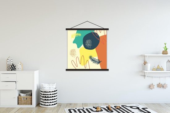 Porte-affiche avec affiche - Affiche scolaire - Été - Formes - Couleurs - Abstrait - 90x90 cm - Lattes noires