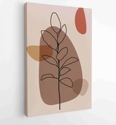 Canvas schilderij - Foliage line art drawing with abstract shape. Abstract Plant Art design for print, cover, wallpaper, Minimal and natural wall art. 1 -    – 1821354551 - 80*60 V