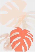 Canvas schilderij - Botanical Monstera wall art vector set. Earth tone boho foliage line art drawing with abstract shape. 1 -    – 1833236335 - 40-30 Vertical