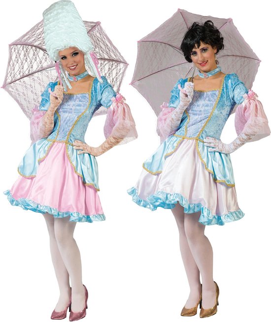 Funny Fashion - Middeleeuwen & Renaissance Kostuum - Hof Van Wenen Pastel - Vrouw - Blauw - Maat 36-38 - Carnavalskleding - Verkleedkleding