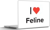 Laptop sticker - 15.6 inch - I love - Feline - Meisje - 36x27,5cm - Laptopstickers - Laptop skin - Cover