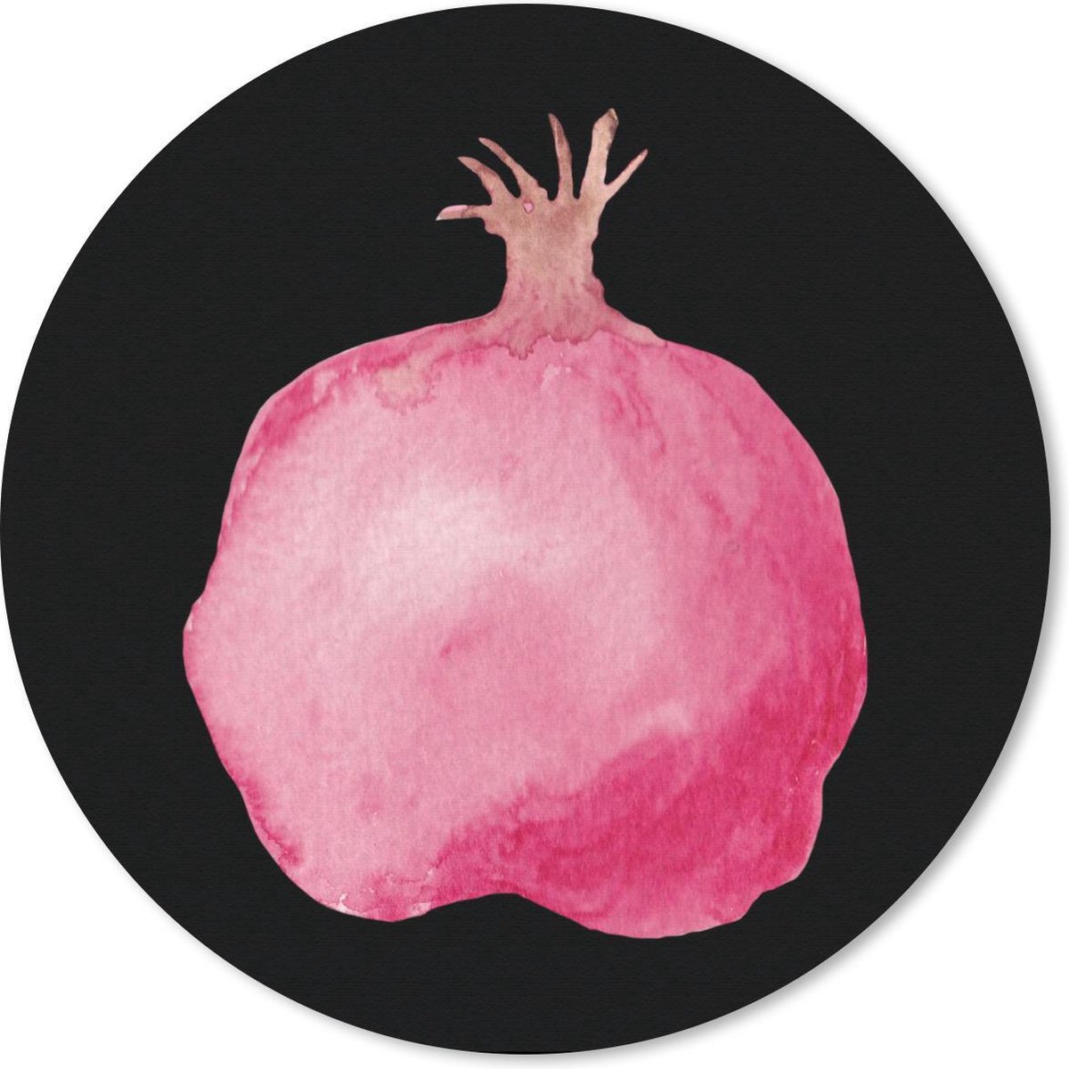 Muismat rond 40x40 cm - Mousepad Granaatappel - Roze - Zwart - Ronde muismatten
