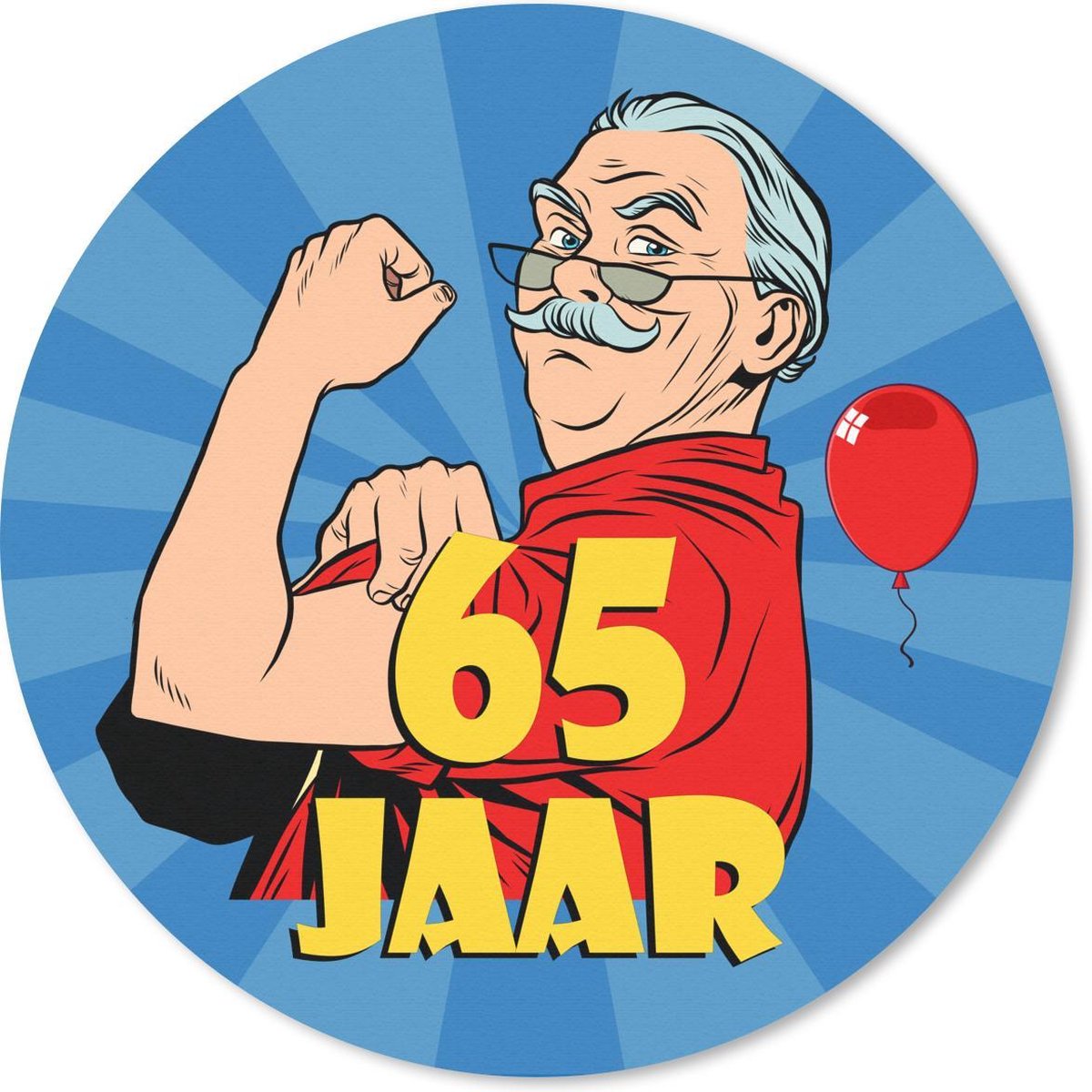 Muismat rond 20x20 cm - Mousepad Man - 65 Jaar - Verjaardag - Ronde muismatten