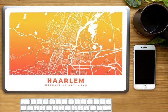 Laptop sticker - 17.3 inch - Stadskaart - Haarlem - Nederland - Oranje - 40x30cm - Laptopstickers - Laptop skin - Cover