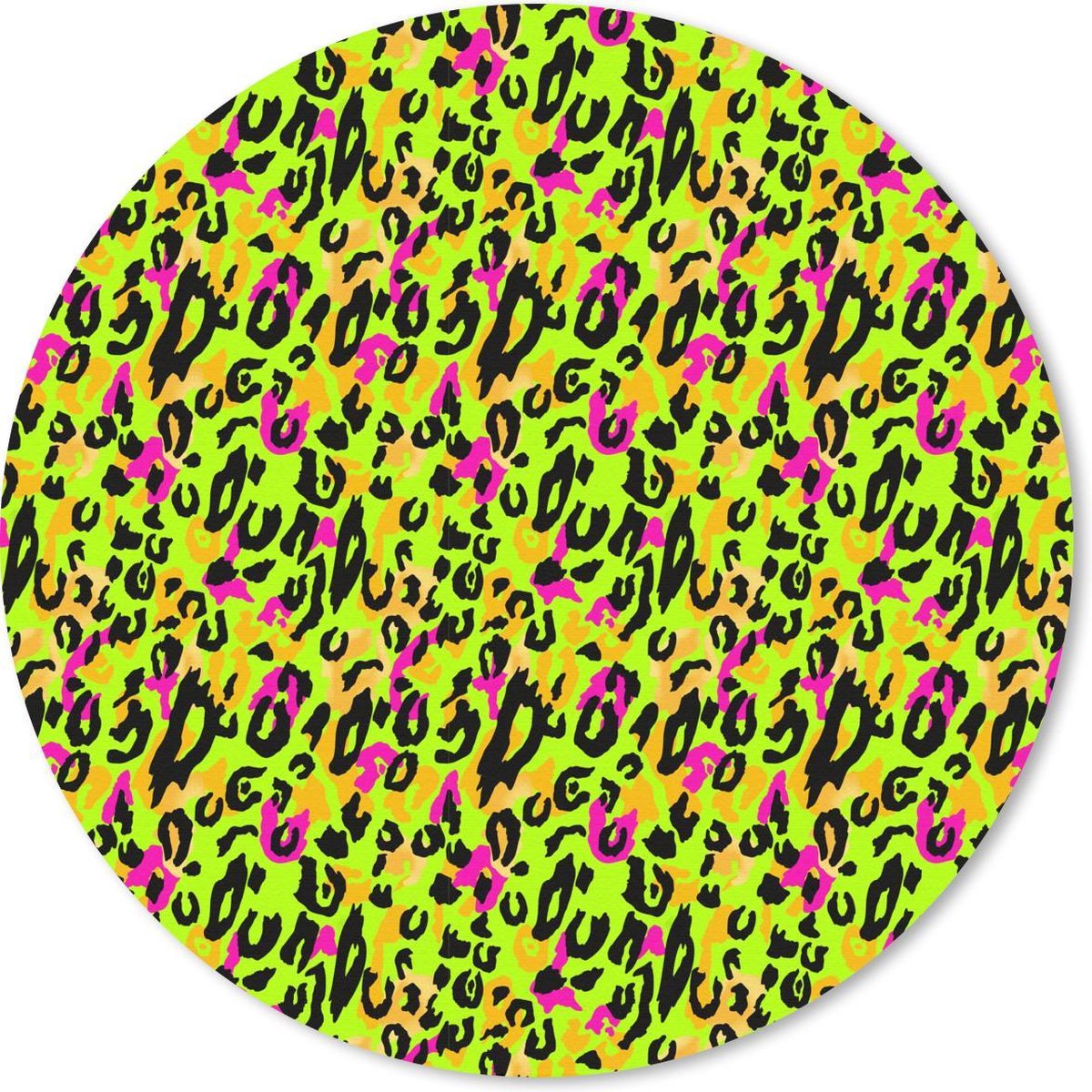 Muismat rond 50x50 cm - Mousepad Panterprint - Neon - Geel - Roze - Ronde muismatten