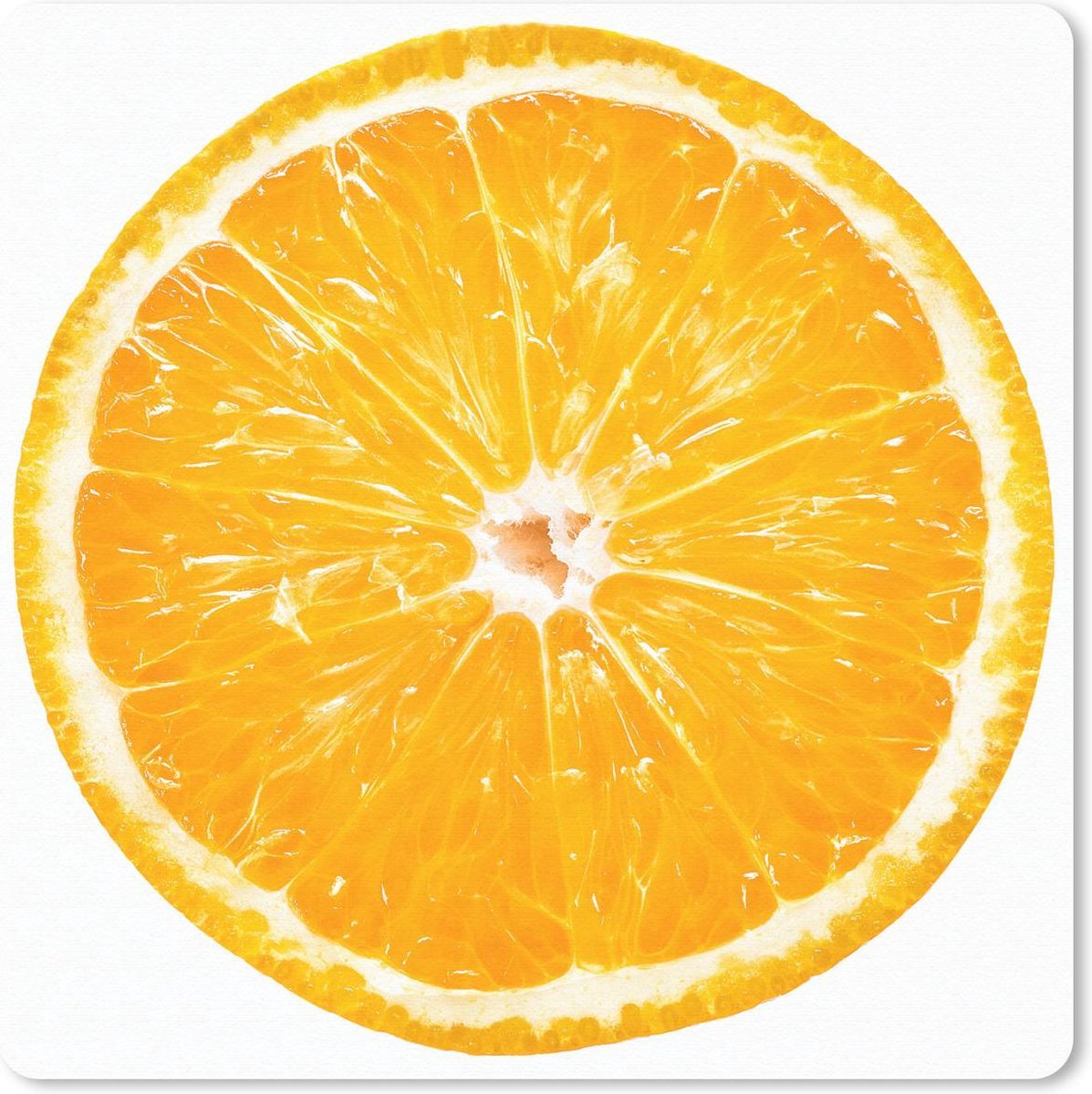 Muismat 30x30 cm - Mousepad Sinaasappel - Fruit - Wit - Muismatten