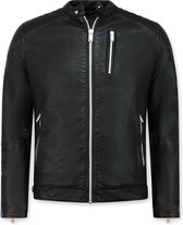 Enos Fake veste en cuir homme - Motor Jacket - Black Jacket Men Jacket Taille XL