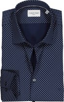 Calvin Klein slim fit overhemd - twill - blauw met wit dessin - Strijkvriendelijk - Boordmaat: 41