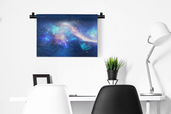 Tapisserie - Tissu mural - Univers - Blauw - Etoiles - 60x40 cm - Tapisserie