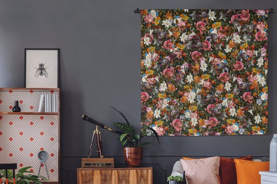 Tapisserie - Tapisserie - Fleurs - Papillon - Design - Art - Abstrait - Peinture - Maîtres anciens - 150x150 cm - Tapisserie