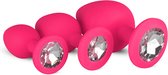 Siliconen Buttplug Met Diamant - Roze - Sextoys - Anaal Toys