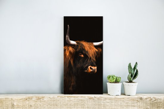 Décoration murale Métal - Peinture Aluminium Industriel - Highlander Ecossais - Fourrure - Vache - 20x40 cm - Dibond - Photo sur aluminium - Décoration murale industrielle - Pour le salon/chambre