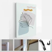 Moderne abstracte kunst botanische kunst aan de muur. Boho. Minimal Art Flower op geometrische vormen achtergrond. Schilderij Muur Foto's Thuis Kamer Decor - Moderne Kunst Canvas -