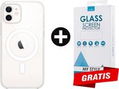 Backcover Met MagSafe Transparant iPhone 12 Mini - Gratis Screen Protector - Telefoonhoesje - Smartphonehoesje