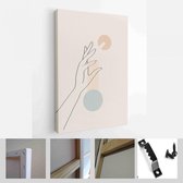 Moderne abstracte kunst illustratie met handen van de vrouw. Set van esthetische organische kunst in één lijnstijl voor huisdecoratie - Modern Art Canvas - Verticaal - 1957430659