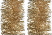 2x stuks kerstslingers camel bruin 270 x 10 cm - Folie lametta guirlandes/slingers
