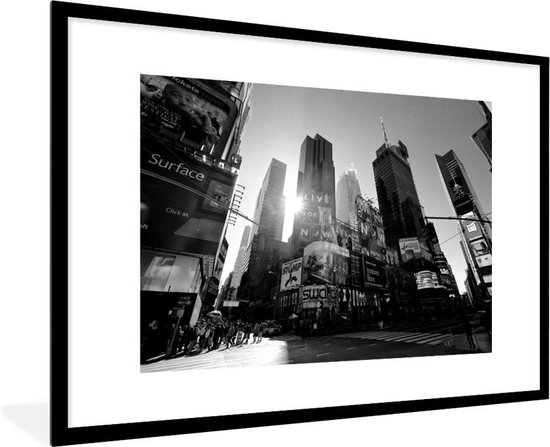 Fotolijst incl. Poster - New York - Architectuur - Zwart - Wit - 120x80 cm - Posterlijst