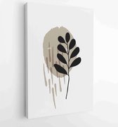 Botanische muur kunst vector set. Earth tone boho gebladerte lijntekeningen tekenen met abstracte vorm. 4 - Moderne schilderijen – Verticaal – 1881390313 - 40-30 Vertical