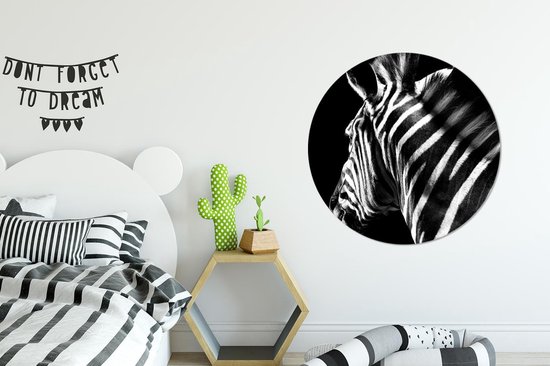 WallCircle - Stickers muraux - Wallpaper Circle - Zebra - Animal - Wit - Noir et Blanc - 100x100 cm - Wall Circle - Auto Adhésif - Rond Wallpaper Sticker XXL