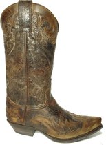 Sendra Boots 9669 Cuervo Bruin Dames Heren Cowboy Western Unisex Laarzen Spitse Neus Schuine Hak Vintage Look Echt Leer Maat 45