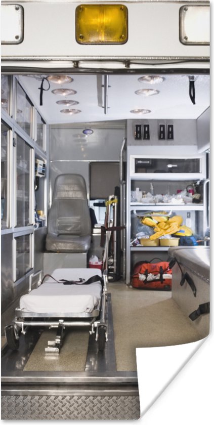 Poster Ambulance met open deuren - 20x40 cm