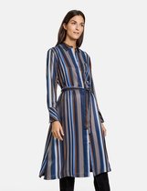 GERRY WEBER Dames Jurk met verticale strepen blue taupe grey druck-40