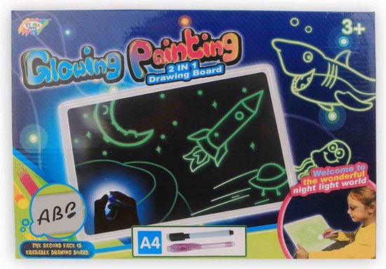 Jonotoys Magisch Tekenbord A4 Junior Glow-in-the-dark 3-delig