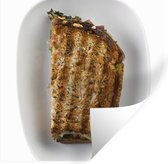 Stickers muraux - Assiette avec sandwich brûlé - 100x100 cm - Feuille adhésive XXL