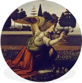 WallCircle - Wandcirkel ⌀ 140 - The Annunciation by Leonardo - Leonardo da Vinci - Ronde schilderijen woonkamer - Wandbord rond - Muurdecoratie cirkel - Kamer decoratie binnen - Wanddecoratie muurcirkel - Woonaccessoires