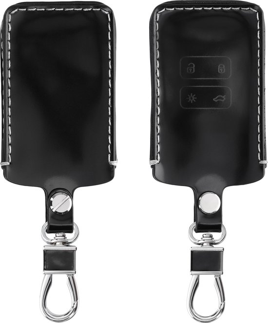 kwmobile leren autosleutel hoesje compatibel met Renault 4-knops Smartkey autosleutel (alleen Keyless Go) - Echt leer in zwart
