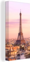 Canvas Schilderij Parijs - Eiffeltoren - Lucht - 40x80 cm - Wanddecoratie
