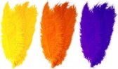 6x stuks grote veer/veren/struisvogelveren - 2x oranje - 2x geel - 2x paars - Decoratie sierveren van 50 cm