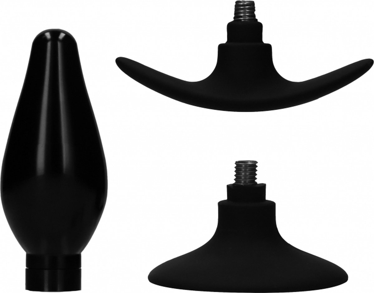 Interchangeable Butt Plug Set - Rounded Large - Black