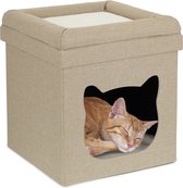 Relaxdays kattenmand poef - opvouwbaar - modern kattenmeubel - kattenhuis - kattenholletje