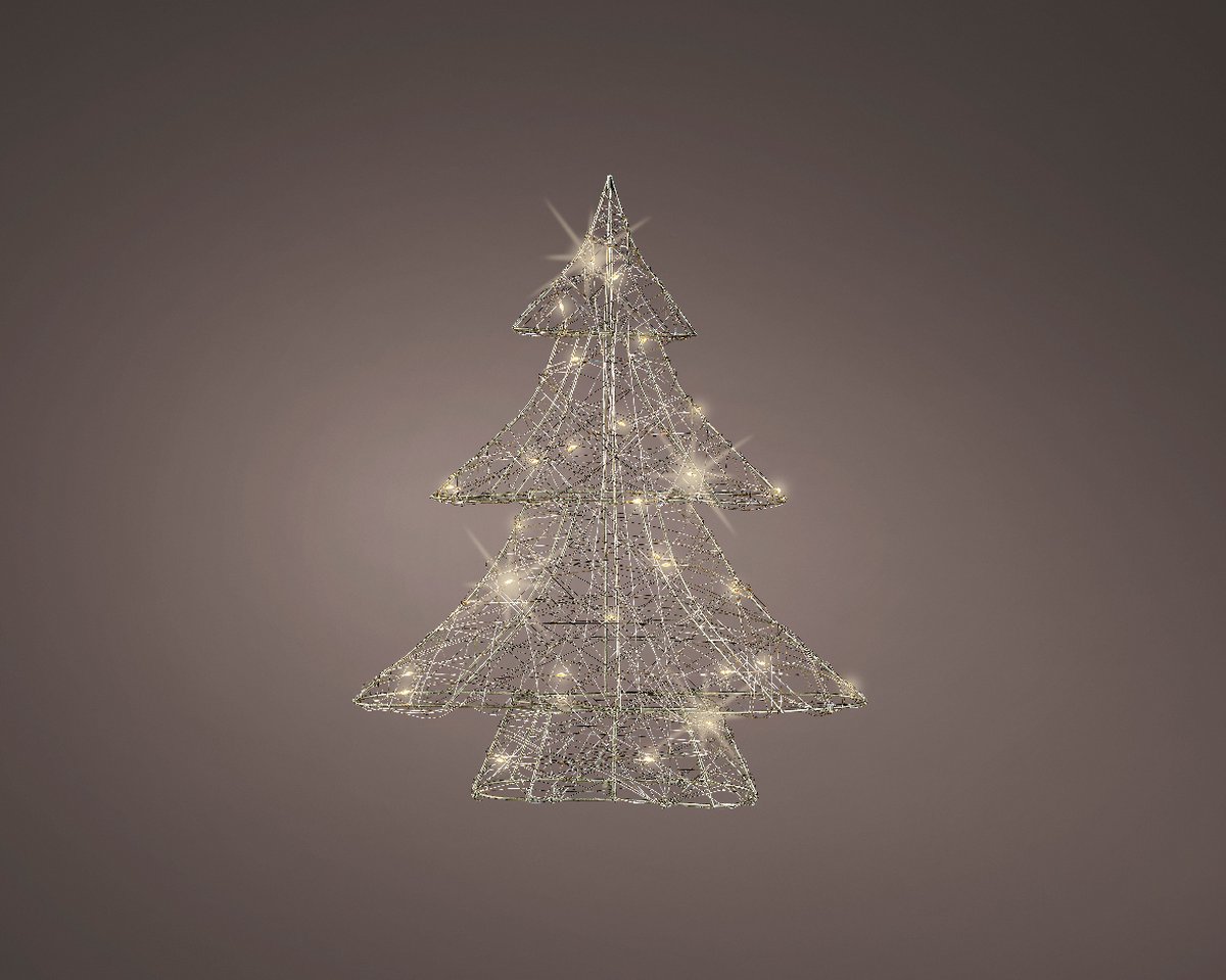 Stalen kerstboom op batterijen met 30 micro LED lampjes 40CM