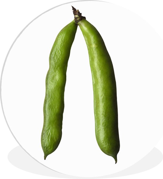 Gros plan de deux fèves sur fond blanc Assiette en plastique cercle mural ⌀ 150 cm XXL / Groot format!